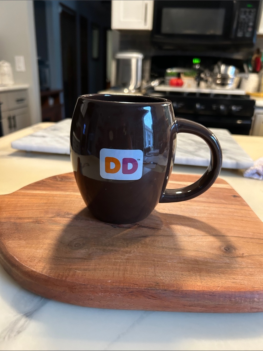 Dunkin Donuts 2009 Collectible Dark Brown Barrel Ceramic Coffee Mug